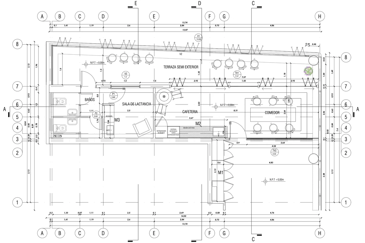 Planta del proyecto Cafeter&iacute;a Minera El Pe&ntilde;&oacute;n