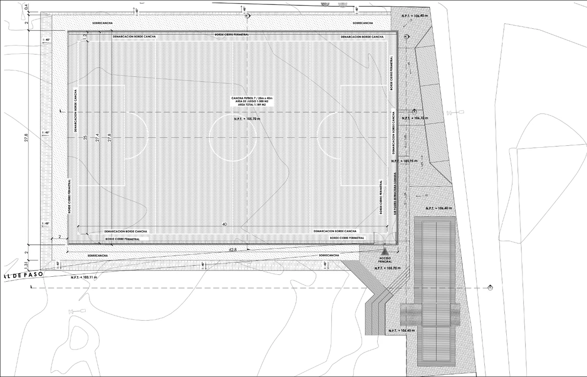 Planta del proyecto Cancha y Camarines Angol