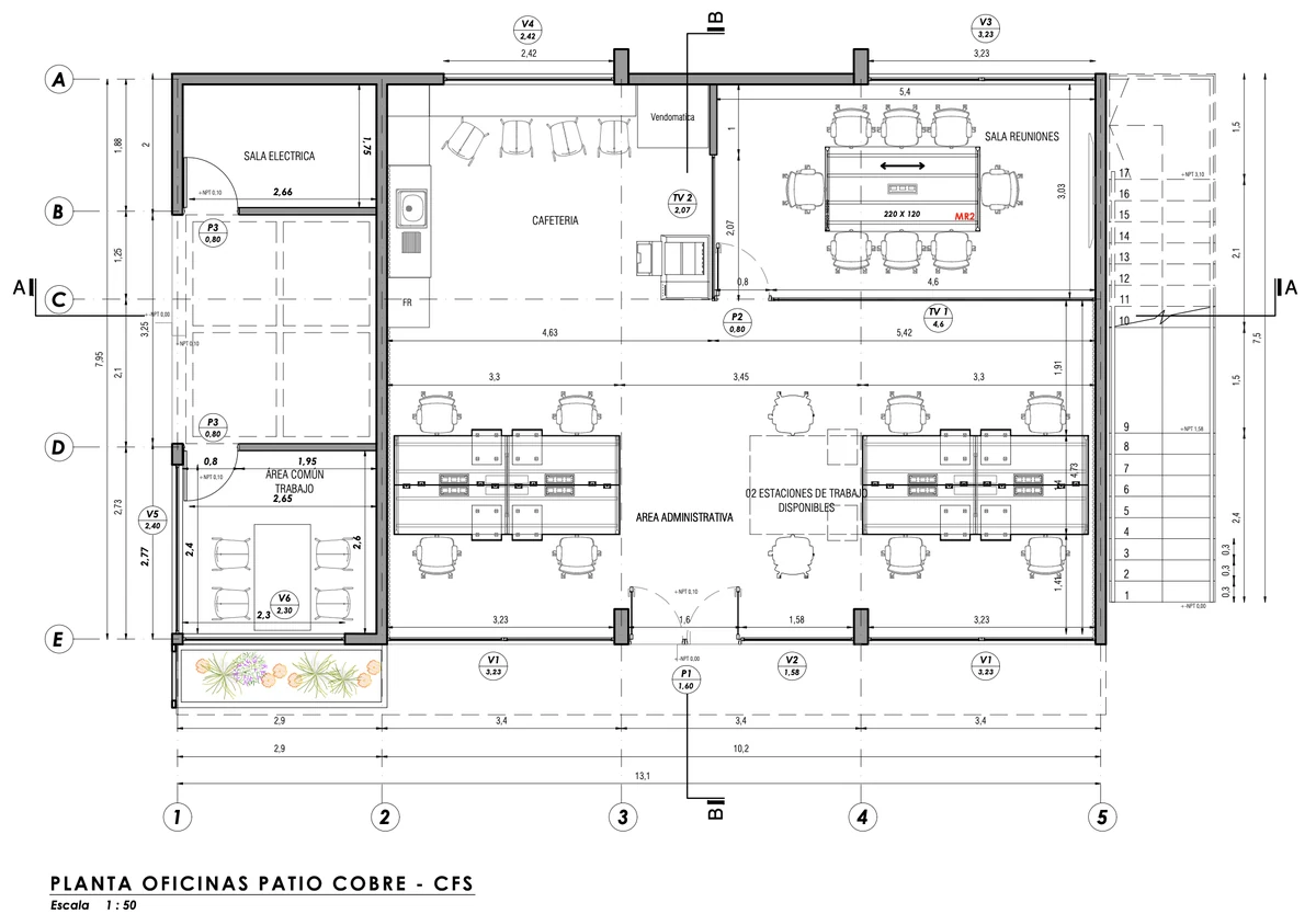 Planta del proyecto Oficinas Patio Cobre
